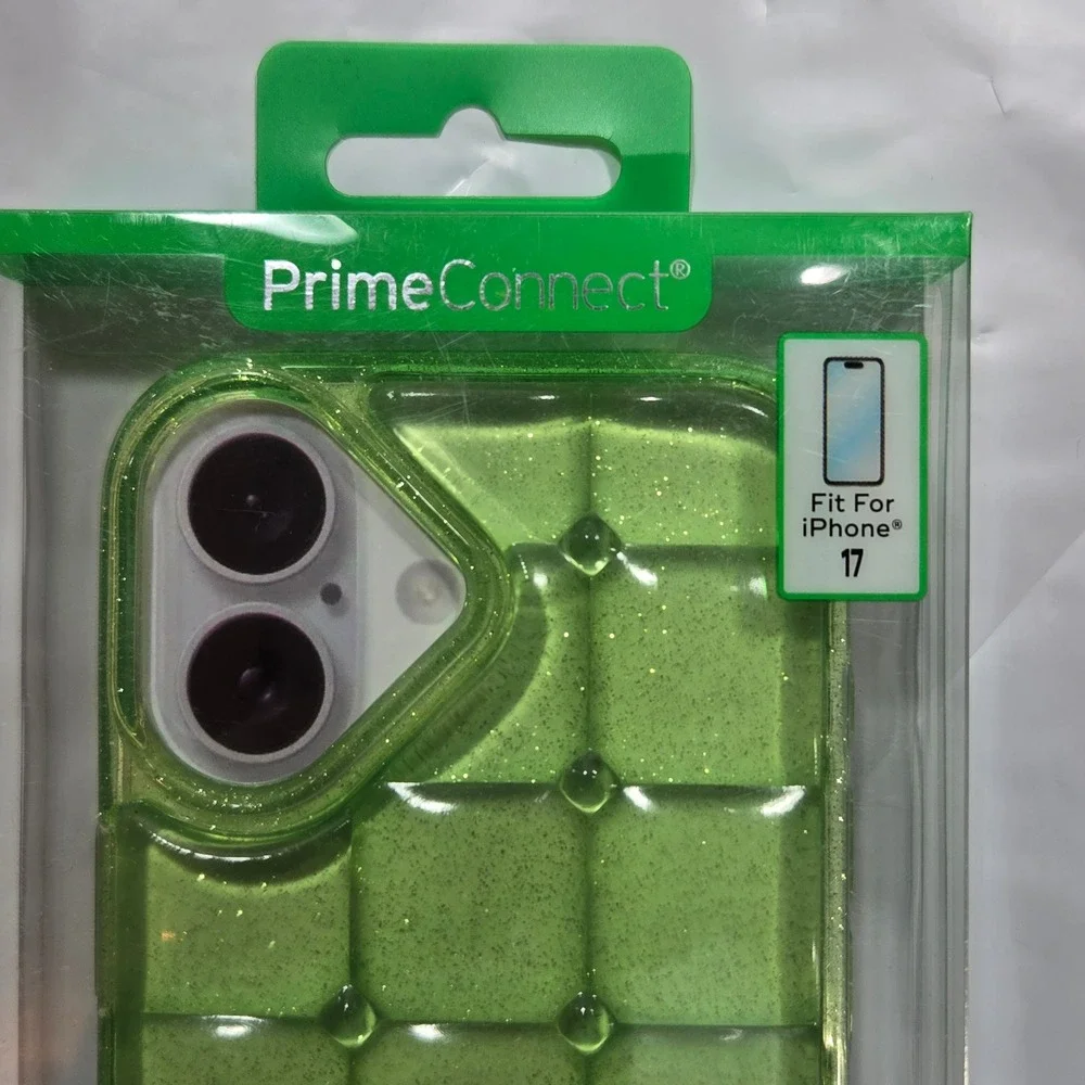 PrimeConnect iPhone 17 Jelly Case Cover Lime Green Glitter New TikTok viral Flaw